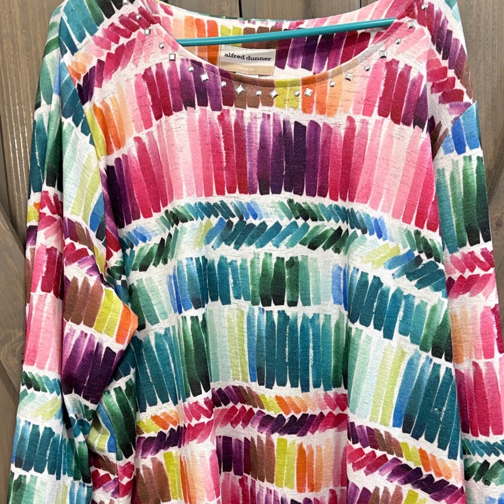 Alfred Dunner Multicolor Brushstroke Top - Picture 4 of 4